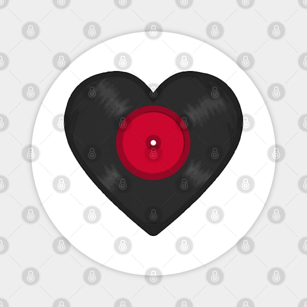 LP Vinyl Record Heart Magnet by Nerd_art